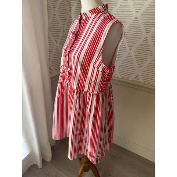 Shop the Mint Women’s Large Believe In Yourself Red Striped Babydoll Dress - Picture 5 of 9